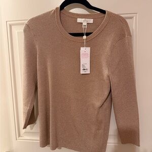 Lilly Pulitzer Beige Shimmer Crew Neck Sweater